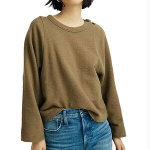 Madewell Shoulder Button Elbow Patch Top